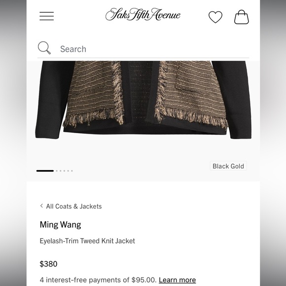 Ming Wang XL Eyelash-Trim Tweed Knit Sweater Jacket - Picture 5 of 10